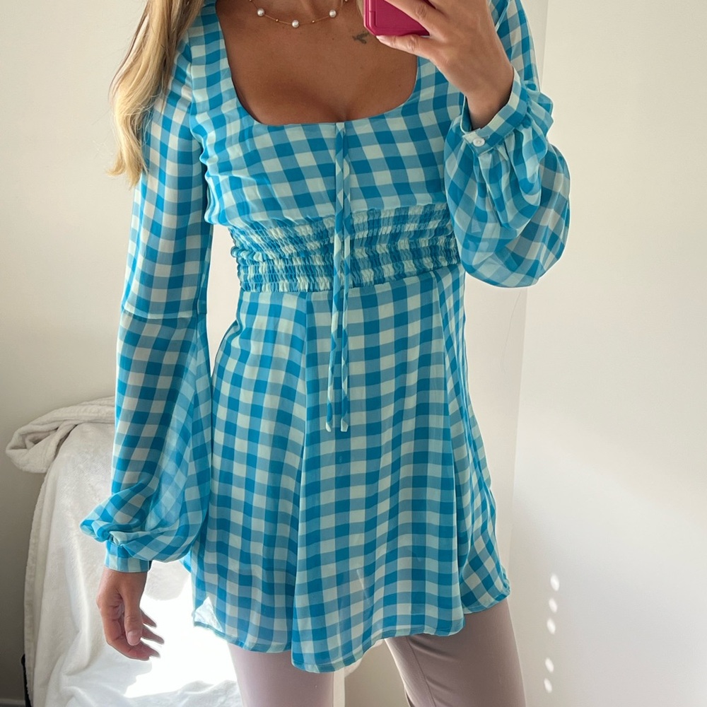 Skylar + Madison Blue Checkered Mini Dress